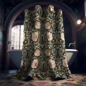 Mute Green Pimpernel William Morris Floral Duschvorhang