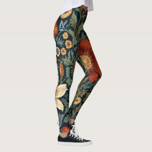 Mute Honeysuckle Pattern William Morris Style Leggings