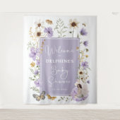 Mute Lila Wildblume Fairy Baby Dusche Willkommen Wandteppich (Vorderseite)
