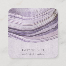 Mute Mauve Lilac Agate Earthy Necklace Display Quadratische Visitenkarte