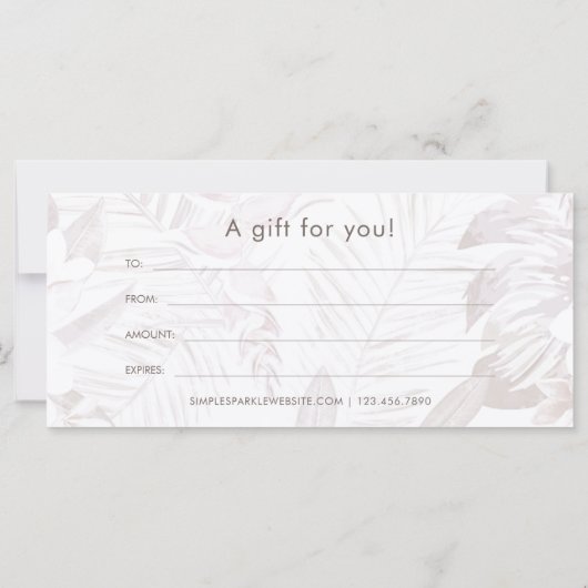 Mute Mauve Palm Print Geschenkgutschein (Rückseite)