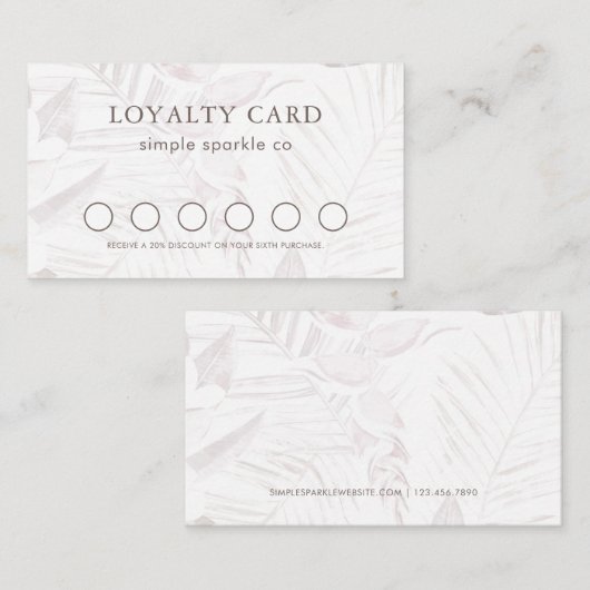 Mute Mauve Palm Print Loyalty Card Treuekarte (Vorne/Hinten)