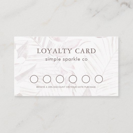 Mute Mauve Palm Print Loyalty Card Treuekarte (Vorderseite)