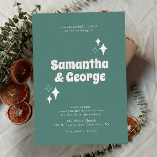 Mute Mint Green 70er Groovy Wedding Einladung