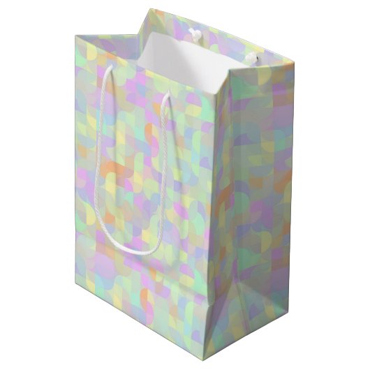 Mute Pastel Boho Mod Geometric Abstrakt Mittlere Geschenktüte (Vorderseite Schrägansicht)
