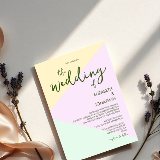 Mute Pastel Geometric Wedding Einladung