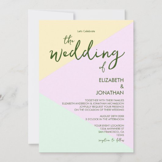 Mute Pastel Geometric Wedding Einladung (Vorderseite)