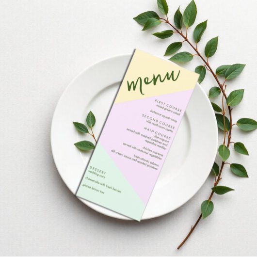 Mute Pastel Geometric Wedding Menükarte