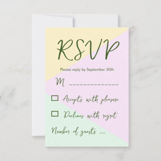 Mute Pastel Geometric Wedding RSVP Karte (Vorderseite)