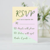 Mute Pastel Geometric Wedding RSVP Karte (Stehend Vorderseite)