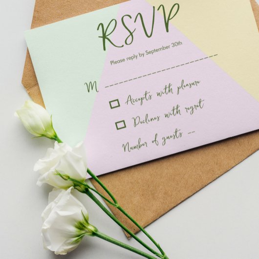 Mute Pastel Geometric Wedding RSVP Karte