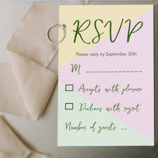 Mute Pastel Geometric Wedding RSVP Karte