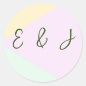Mute Pastel Geometric Wedding Runder Aufkleber (Vorderseite)