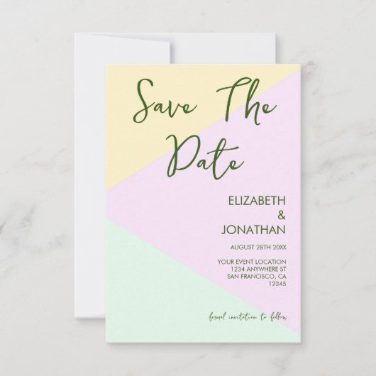Mute Pastel Geometric Wedding Save The Date (Vorderseite)