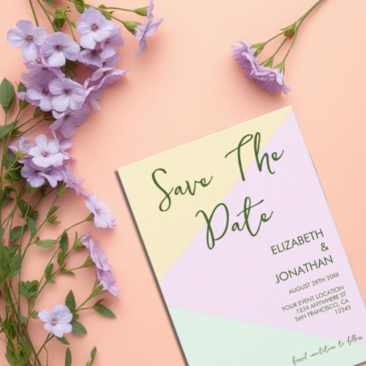 Mute Pastel Geometric Wedding Save The Date