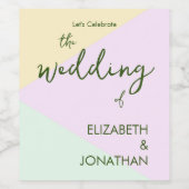 Mute Pastel Geometric Wedding Weinetikett (Einzelnes Label)