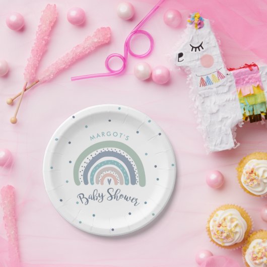 Mute Pastel Rainbow Baby Dusche Pappteller (Party)