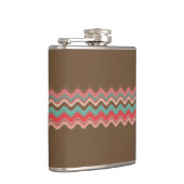 Mute Pink Blue Wavy Zigzag Muster Flachmann (Rechts)