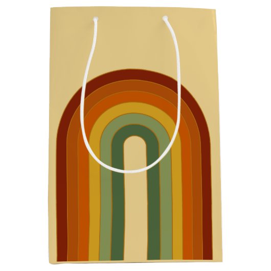Mute Retro Groovy Layered Regenbogen Ästhetik Mittlere Geschenktüte (Vorderseite)