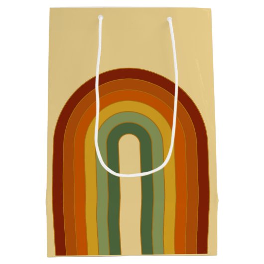 Mute Retro Groovy Layered Regenbogen Ästhetik Mittlere Geschenktüte (Rückseite)