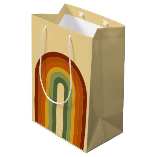 Mute Retro Groovy Layered Regenbogen Ästhetik Mittlere Geschenktüte (Rückseite Schrägansicht)