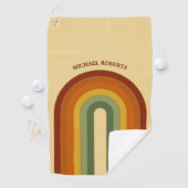 Mute Retro Layered Groovy Rainbow Name Golfhandtuch (Insitu)
