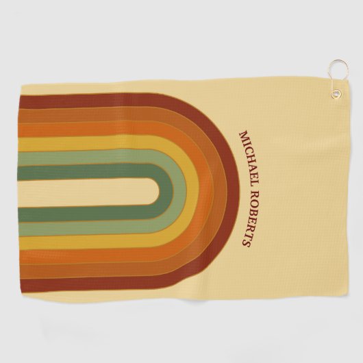 Mute Retro Layered Groovy Rainbow Name Golfhandtuch (Horizontal)