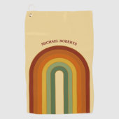 Mute Retro Layered Groovy Rainbow Name Golfhandtuch (Vorderseite)