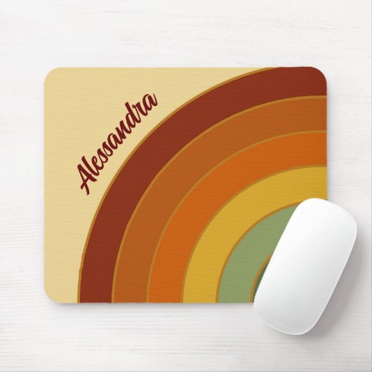 Mute Retro Layered Groovy Rainbow Name Mousepad (Mit Mouse)