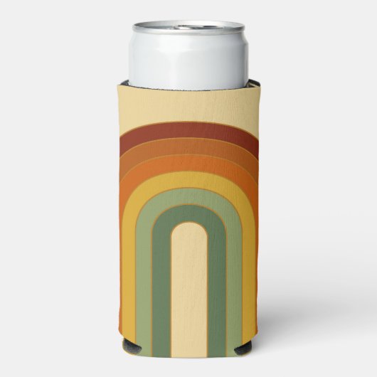 Mute Retro Seventies Groovy Layered Regenbogen Selters Dosenkühler (Seltzer Vorderseite)