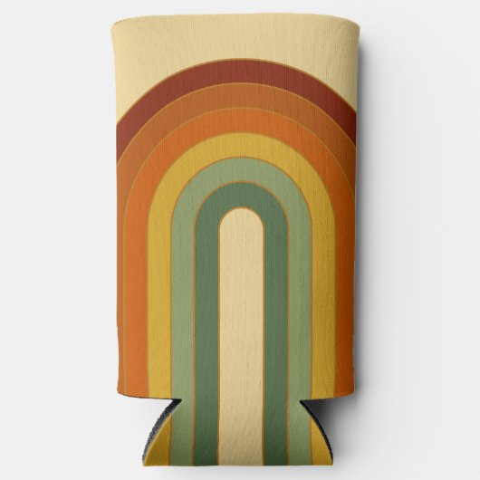 Mute Retro Seventies Groovy Layered Regenbogen Selters Dosenkühler (Vorderseite)