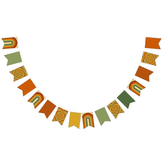 Mute Retro Seventies Groovy Rainbow Heart Wimpelkette (Alle)