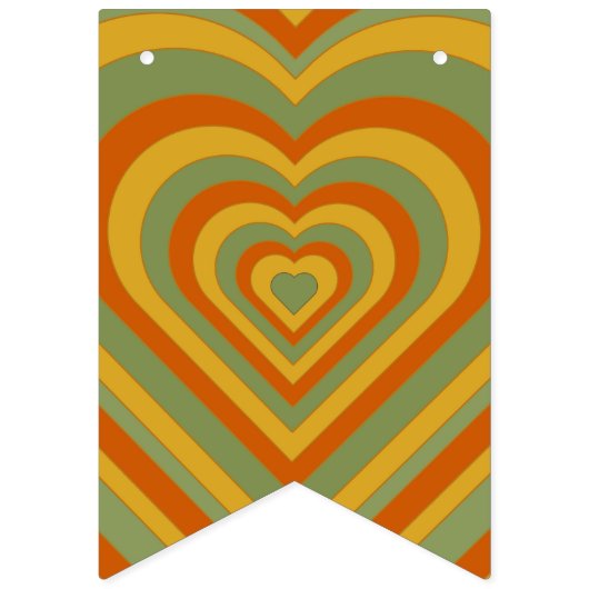 Mute Retro Seventies Groovy Rainbow Heart Wimpelkette (Dritte Fahne)
