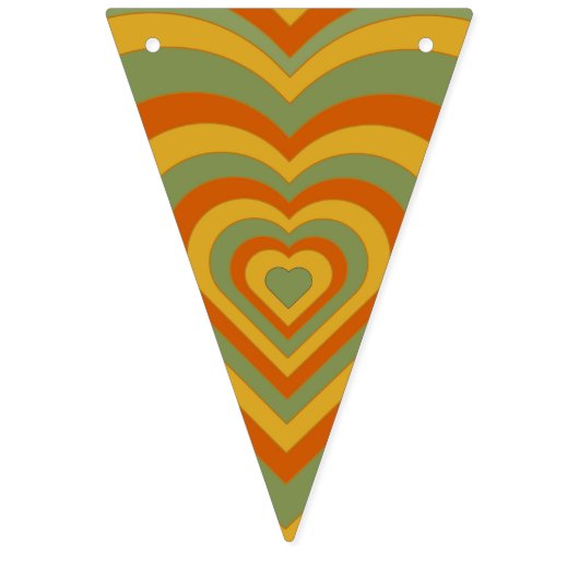 Mute Retro Seventies Groovy Rainbow Heart Wimpelkette (Dritte Fahne)