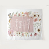 Mute rosa Wildblume Baby in Blütendusche Willkomme Wandteppich (Vorderseite (Horizontal))