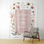 Mute rosa Wildblume Baby in Blütendusche Willkomme Wandteppich (Beispiel)