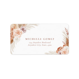 Mute Rose Pampas Terracotta Boho Hochzeitadresse Adressaufkleber