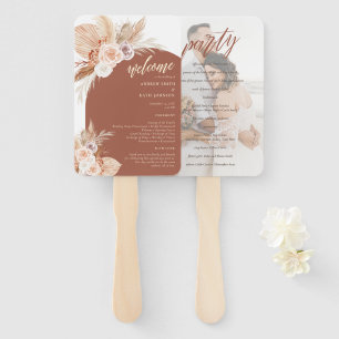 Mute Rose Pampas Terracotta Boho Hochzeitsprogramm Fächer
