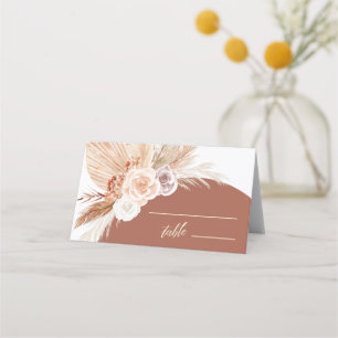 Mute Rose Pampas Terracotta Hochzeitstisch Platzkarte
