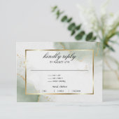 Mute Sage Gold marmoriert RSVP Karte (Stehend Vorderseite)