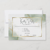 Mute Sage Gold marmoriert RSVP Karte (Vorderseite)