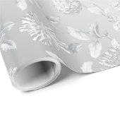 Mute Satin Silver Gray Floral Wedding Geschenkpapier (Rolleneckpunkt)