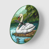 Mute-Schwan-Vogel Runde Wanduhr (Winkel)