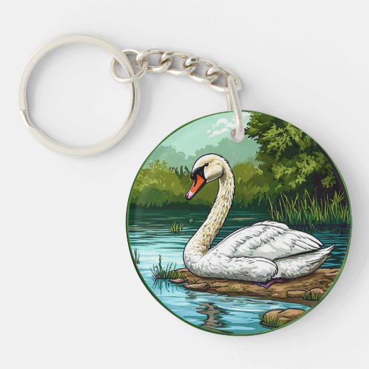 Mute-Schwan-Vogel Schlüsselanhänger (Vorderseite)