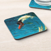 Mute Swan Abstrakt Impressionismus Untersetzer (Linke Seite)