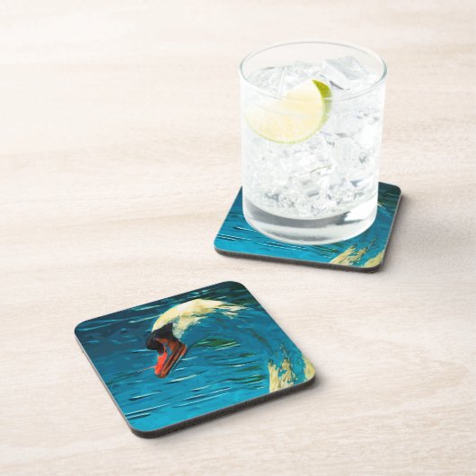 Mute Swan Abstrakt Impressionismus Untersetzer (Rechte Seite)