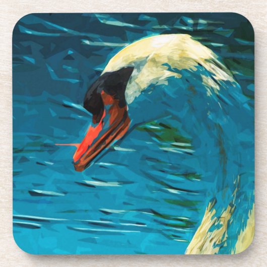 Mute Swan Abstrakt Impressionismus Untersetzer (Vorderseite)
