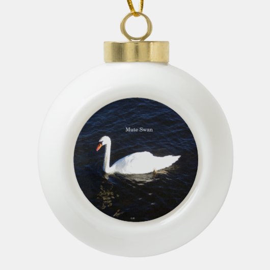 Mute Swan Ball oder Schneeflocke Keramik Kugel-Ornament (Vorderseite)