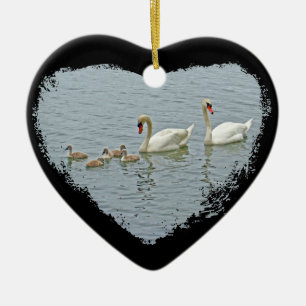 Mute Swan Famly Keramikornament