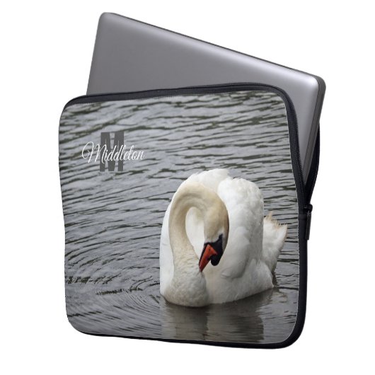 Mute Swan Fotomonogramm Laptopschutzhülle (Vorderseite Links)